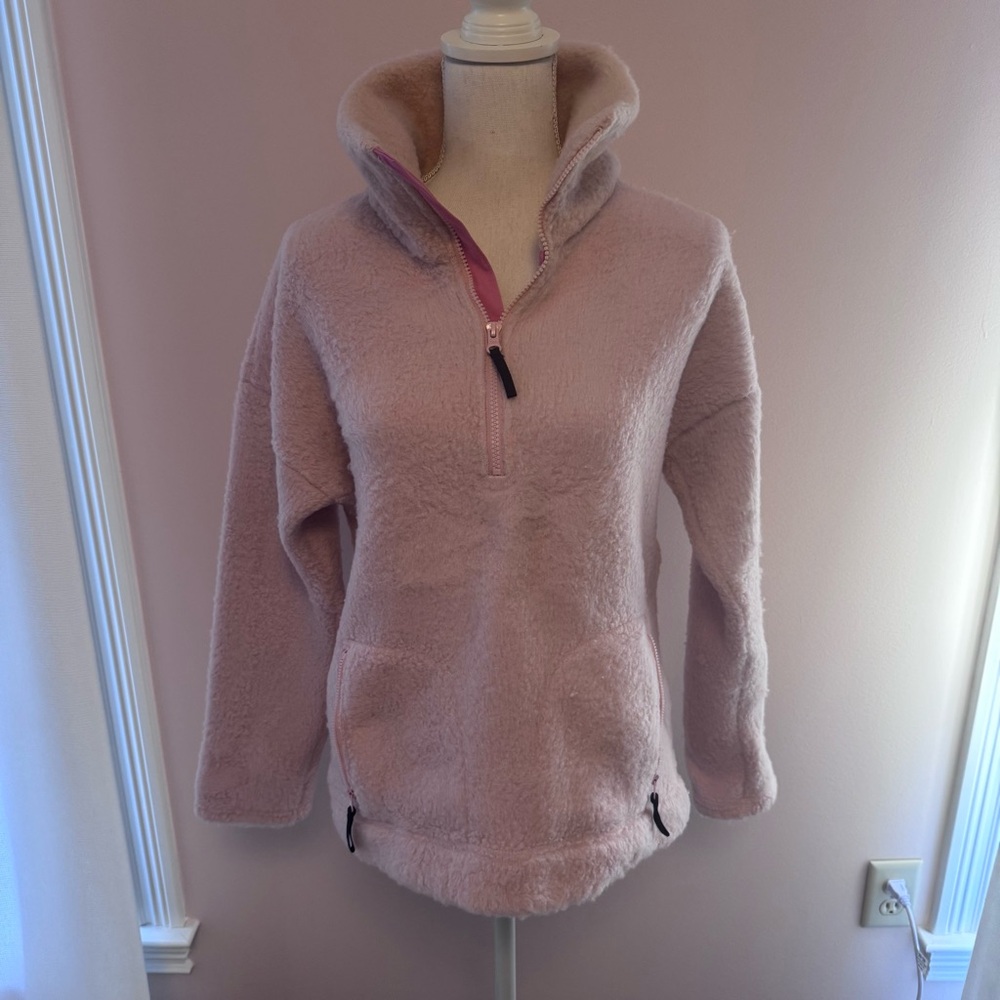 J. Crew Polartec Pink Fleece Sherpa Half Zip Jacket Size Small - Picture 2 of 6